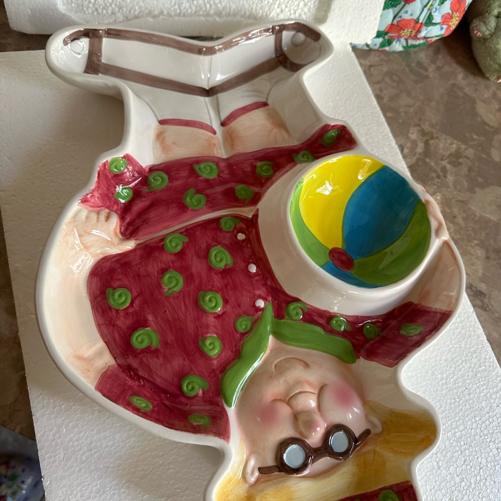 Boston Warehouse Colorful Ceramic Serving Platter “beach folk”